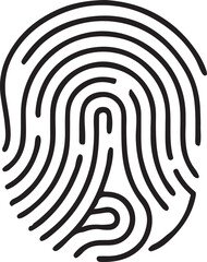 Fingerprint Black Icon in Minimal Biometric Style for Identity Verification and Security Systems