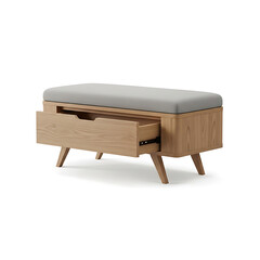 Wooden storage bench with drawer