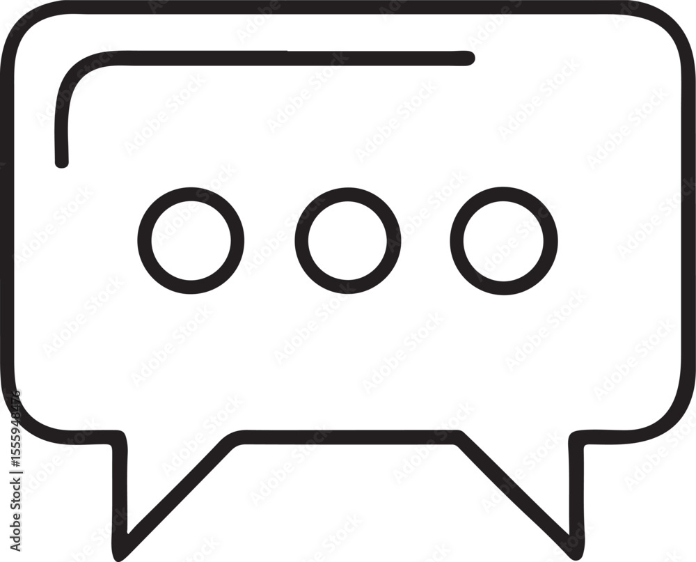 Poster message bubble black icon with three dots in minimal style for chat, texting, and communication