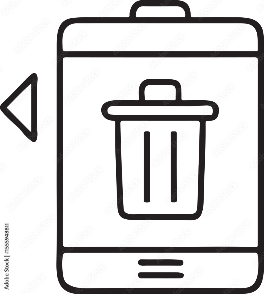 Poster trash bin black icon in simple flat design for digital delete and trash functionality