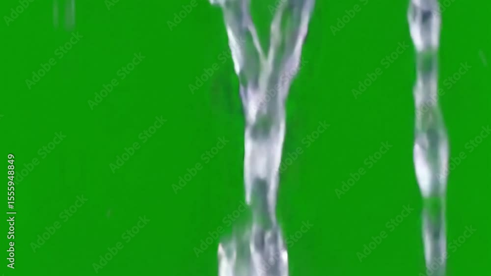 Aufkleber water stream flowing down on green screen background for visual effects and compositing