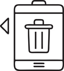Trash Bin Black Icon in Simple Flat Design for Digital Delete and Trash Functionality