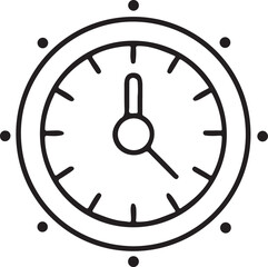 Clock Black Icon in Circular Outline Style for Time, Schedule, and Reminder Applications