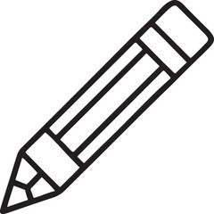 Pencil Black Icon in Minimal Line Art Style for Writing, Drawing, and Editing Tools