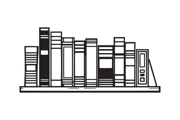Bookshelf line art and black color