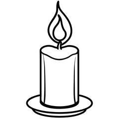 Obraz premium Elegant Candle Outline Vector