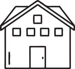 Isolated Home Black Icon In Simple Line Art Style For Housing, Smart Home, And Real Estate Use, Minimal Outline Symbol, Editable Vector Design, Clean Architecture Illustration Element