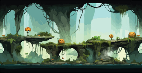 Platform Base with Plants and Trees