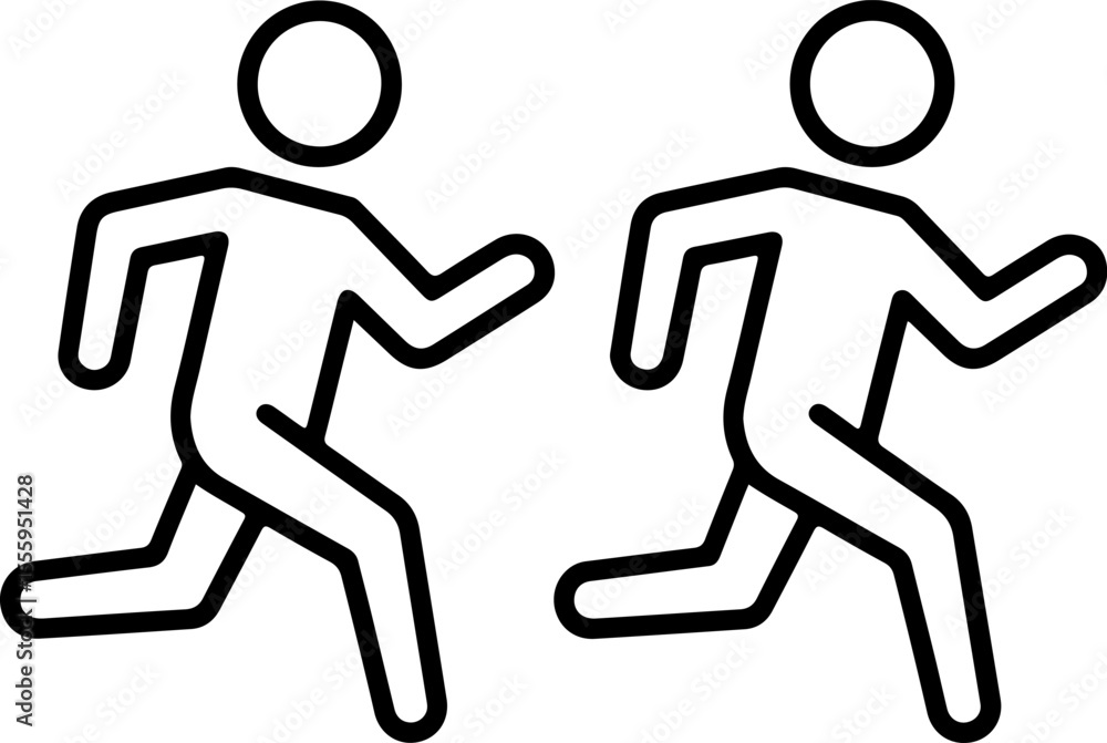 Aufkleber two abstract figures running side by side in a stylized line art design
