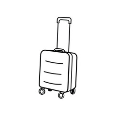 Stylized Line Drawing of a Suitcase with Extended Handle Ready for a Business Trip or Vacation Travel