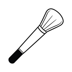 Elegant Cosmetic Brush Illustration for Beauty and Makeup Themes with Black and White Design on Isolated Background