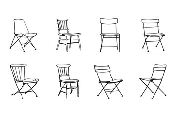 Chair line art and black color