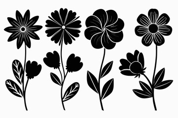 Minimalist Flower Silhouette Vector Collection for Art Projects