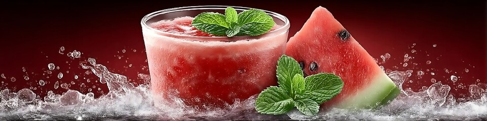 Refreshing Watermelon Smoothie With Mint and Fruit Slice