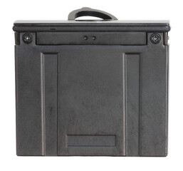 Locking lithium ion battery that can be recharged seen from the back
