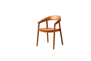 Fototapeta premium Modern wooden chair with a curved backrest and simple design, perfect for dining or living room. background removed