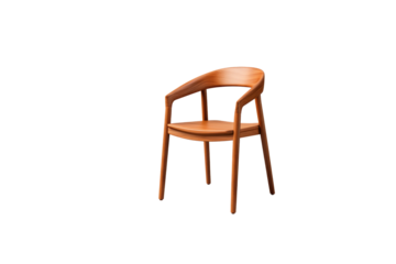 Modern wooden chair with a curved backrest and simple design, perfect for dining or living room. background removed
