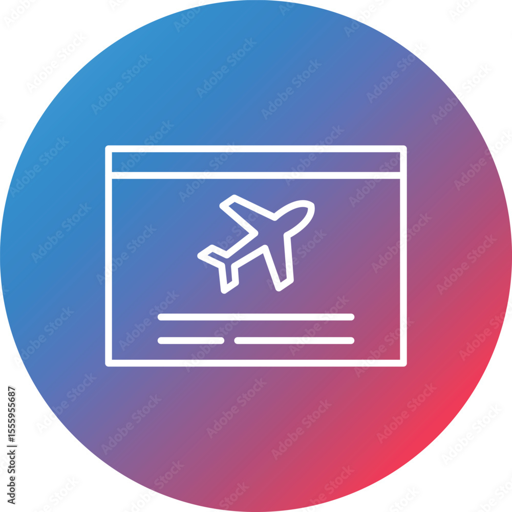 Poster flight information line gradient circle background icon