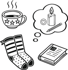 A vector illustration set of hot coffee and tea cup icons for education and beverage designs