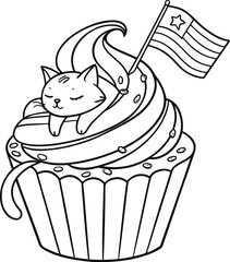 A delicious vector illustration of a sweet dessert, featuring a cartoon cupcake and cake with cream and chocolate, perfect for a birthday or bakery design