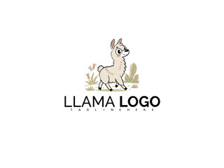 Cute Kawaii Llama Logo Clipart in Vector Style with Rainbow Details. Perfect for Kids&rsquo; Brands, Stickers, Baby Clothes, Nursery Wall Art, and Whimsical Merchandise Designs.

