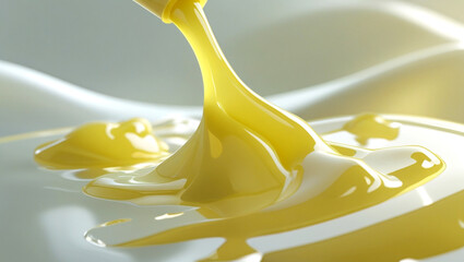 Smooth Yellow Liquid Dripping with Abstract Waves