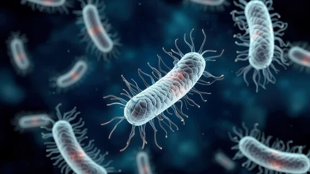 A deep dive into bacterial structures reveals intricate details of microbial life. The vibrant animations showcase the diversity and complexity of these microorganisms under digital microscopy