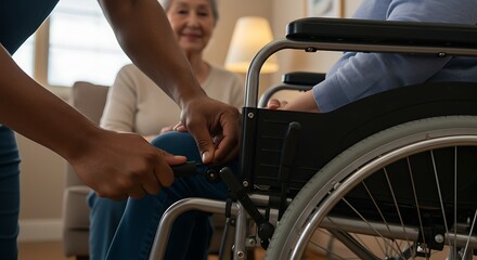 Supportive Hands Working Together to Maintain Mobility Aid