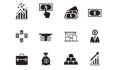 investment icon set vector