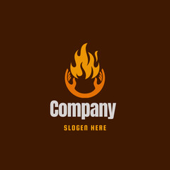 Modern Fire Flame Logo with Hand Symbol for Energy or Safety Company – Editable Vector Design