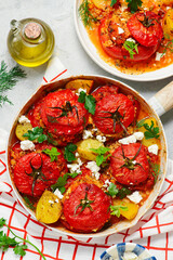 Greek Stuffed Tomatoes Yemista.top veiw.selective focus