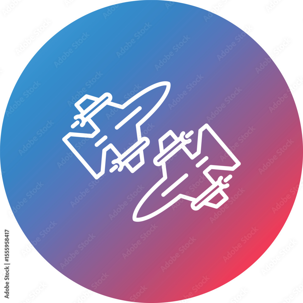 Poster flight directions line gradient circle background icon