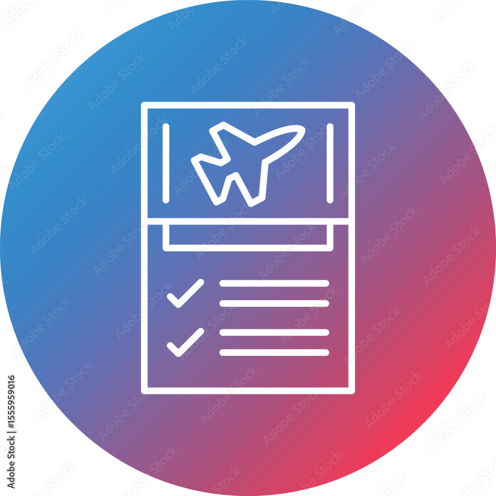 Poster flight checklist line gradient circle background icon