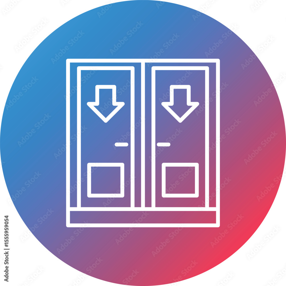Poster exit door line gradient circle background icon