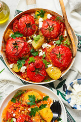 Greek Stuffed Tomatoes Yemista.top veiw.selective focus