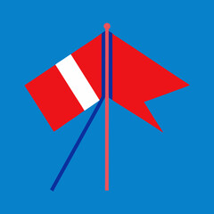 red and blue flags