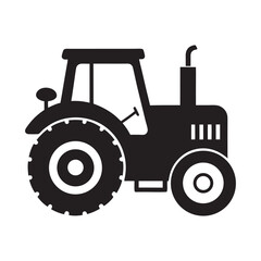 Simple Black and White Tractor Silhouette for Agricultural or Farming Themed Designs and Illustrations