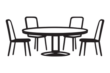 Dining table line art and black color