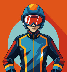 vector illustration of a man wearing cycling helmet