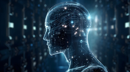 Data processing by AI, big data technology and data science. Businessman with artificial intelligence AI circuit board for analyze data automated chart graph.
