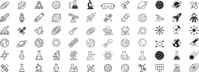 Space exploration science and astronomy icons galaxy
