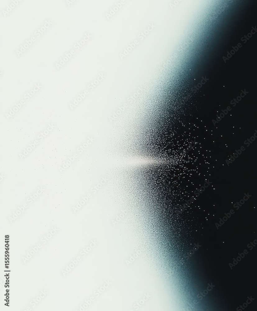 Poster abstract gradient from white to dark with small light particles and a bright light source in the mid
