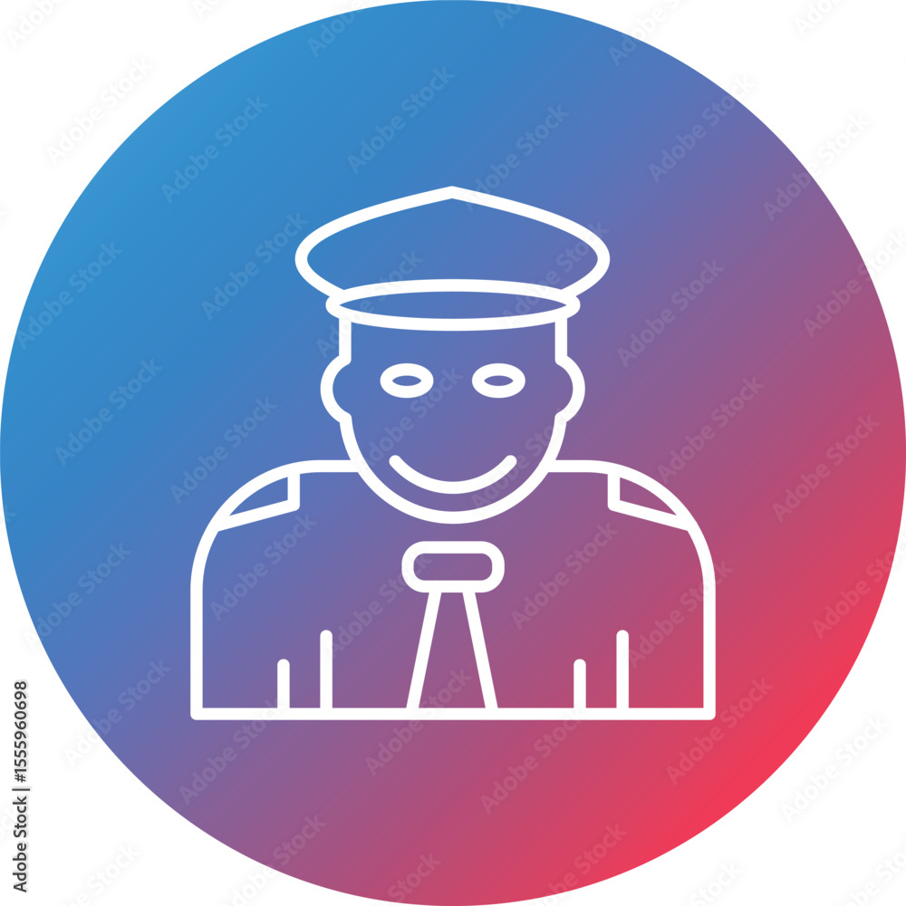 Poster pilot line gradient circle background icon
