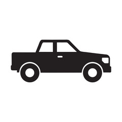 Simple Black Silhouette of a Pickup Truck on a White Background Isolated Vector Illustration