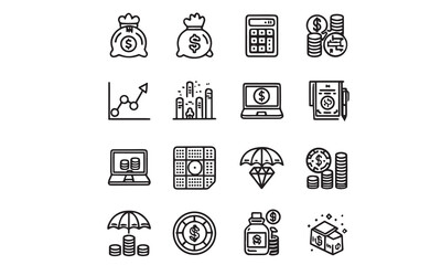 investment icon set vector