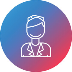 Obraz premium Air Hostess Line Gradient Circle Background Icon