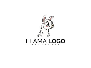 Fototapeta premium Cute Kawaii Alpaca Logo Clipart with Hearts and Flowers. Vector Mascot Illustration Perfect for Children’s Book Covers, Toy Labels, Stickers, Apparel, and Whimsical Branding.