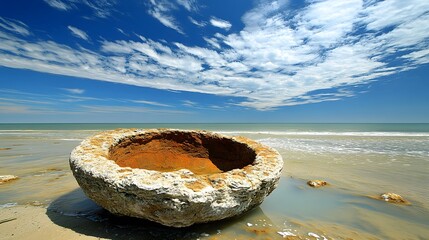 Ocean Stone Bowl Coastal Landscape Seascape