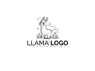 Whimsical Kawaii Llama Logo Design with Gentle Colors. Cartoon Mascot Vector Clipart for Children&rsquo;s Brands, Baby Showers, Toy Stores, Nursery Wall Art, and Playroom Decor.

