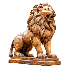 Ancient Asian gold lion sculpture isolated on transparent